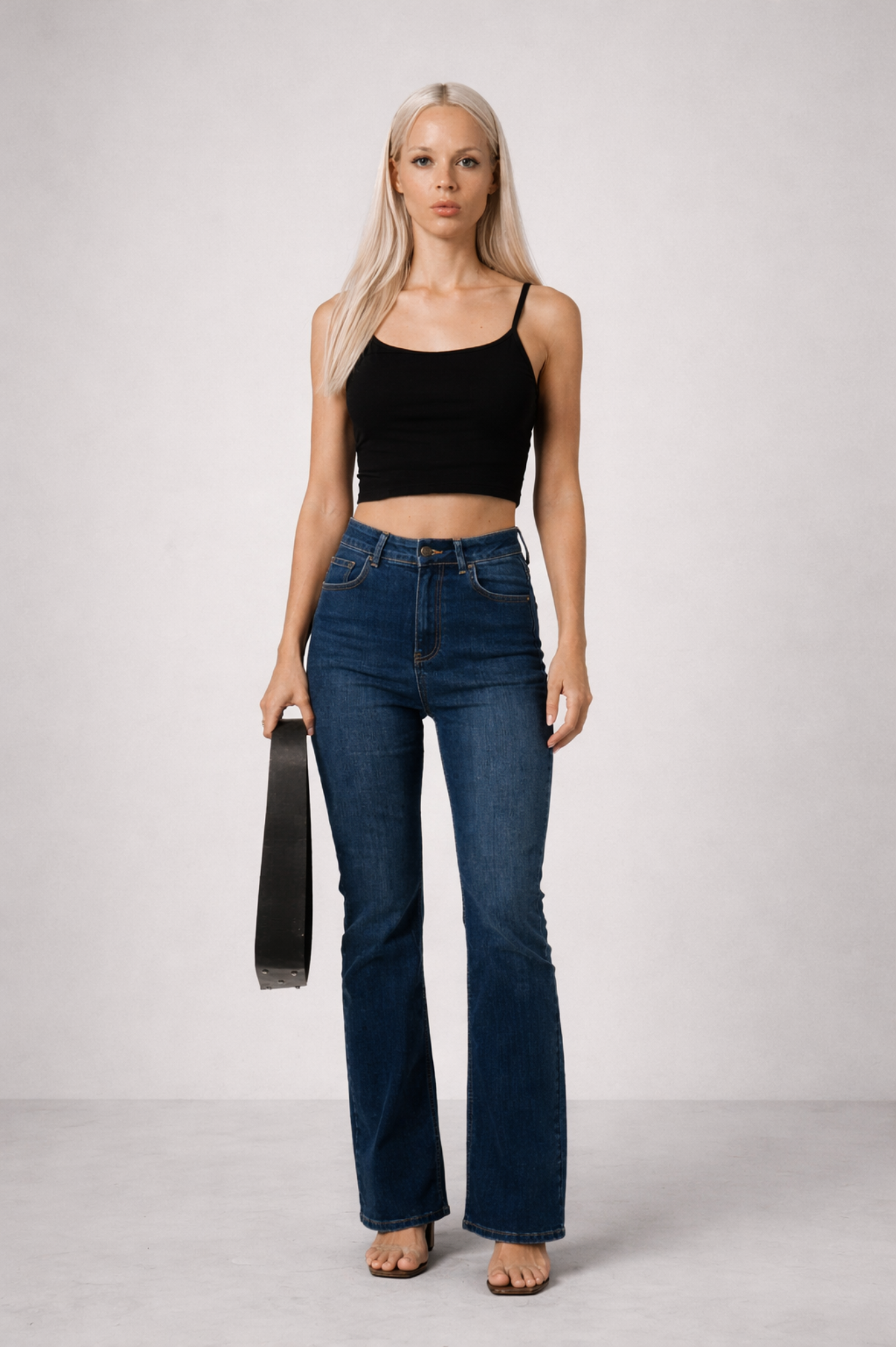 Classic Indigo | High Waist Soft Flare Tall Jeans | 99% cotton