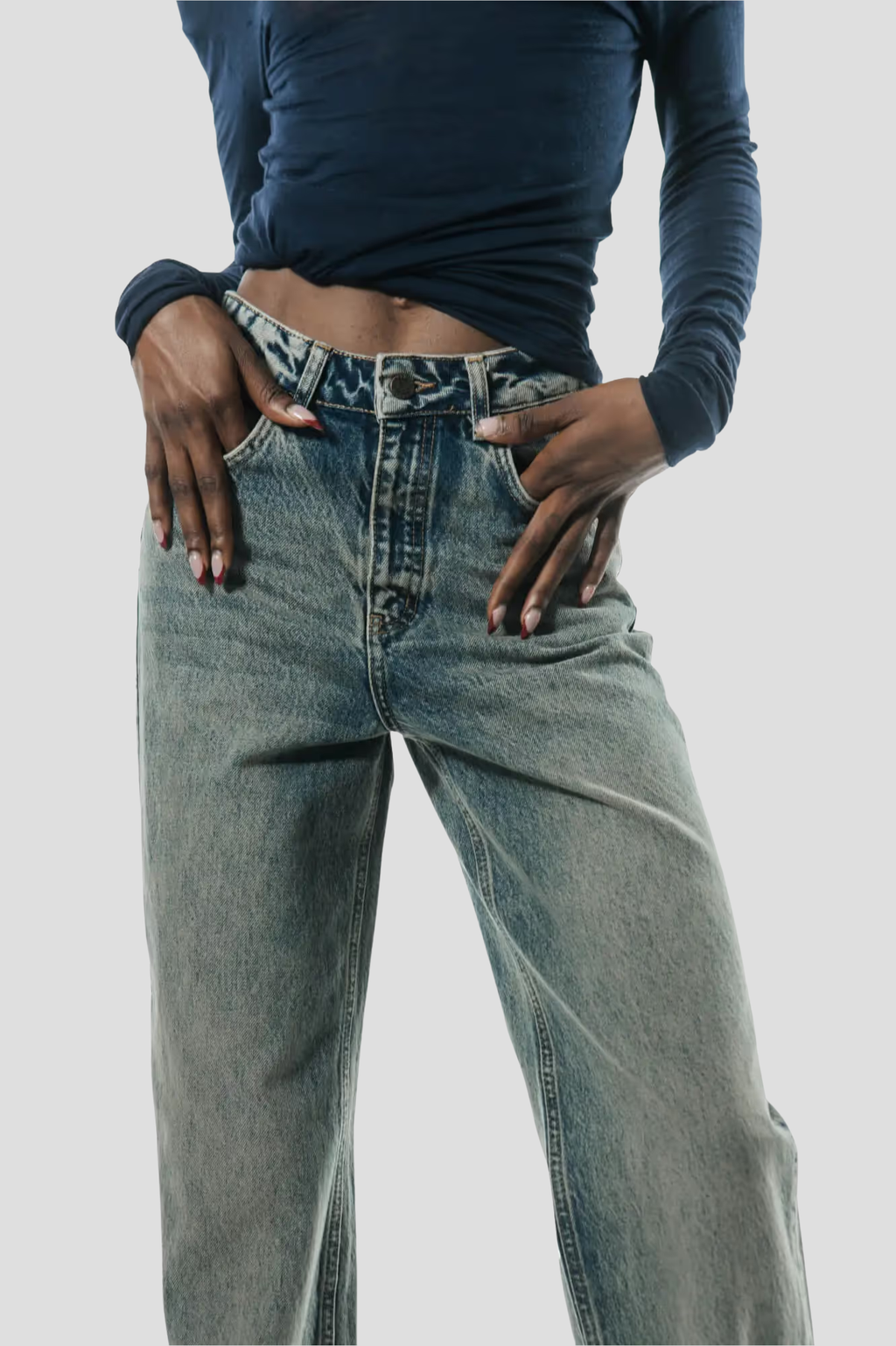 Vintage Washed | Mid Waist Straight-Leg Tall Jeans | 100% cotton