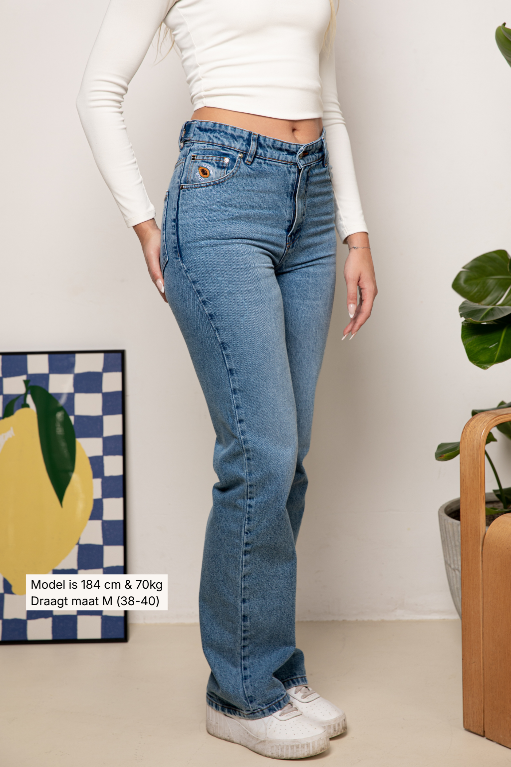 High Waist Straight Leg Jeans Tall | Regular Blue | 100% Cotton