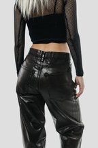 Glossy Brown | Mid Waist Wide-Leg Tall Jeans | 100% cotton