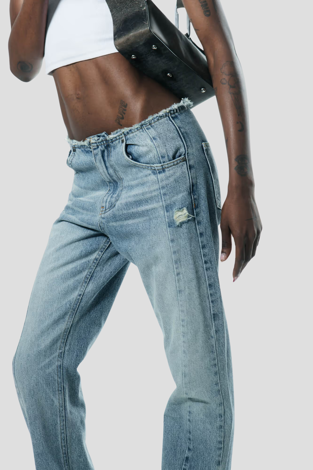 Raw Edge | Mid Waist Relaxed Tall Jeans | 100% cotton