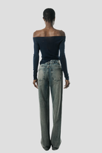 Vintage Washed | Mid Waist Straight-Leg Tall Jeans | 100% cotton