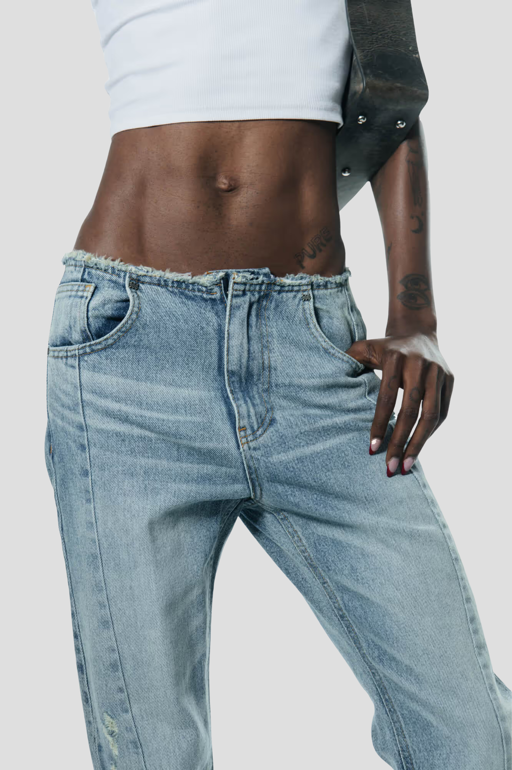 Raw Edge | Mid Waist Relaxed Tall Jeans | 100% cotton