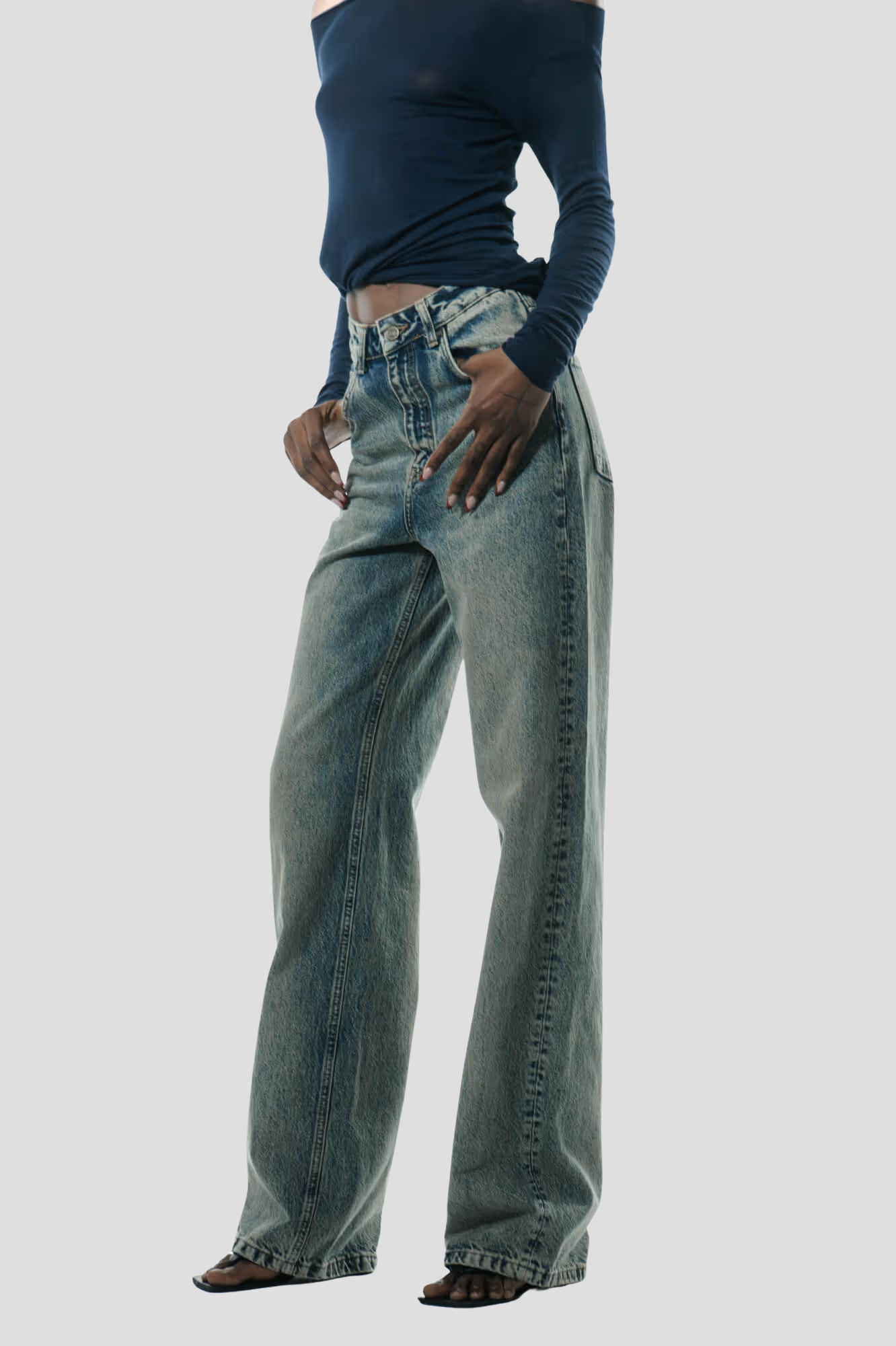 Vintage Washed | Mid Waist Straight-Leg Tall Jeans | 100% cotton