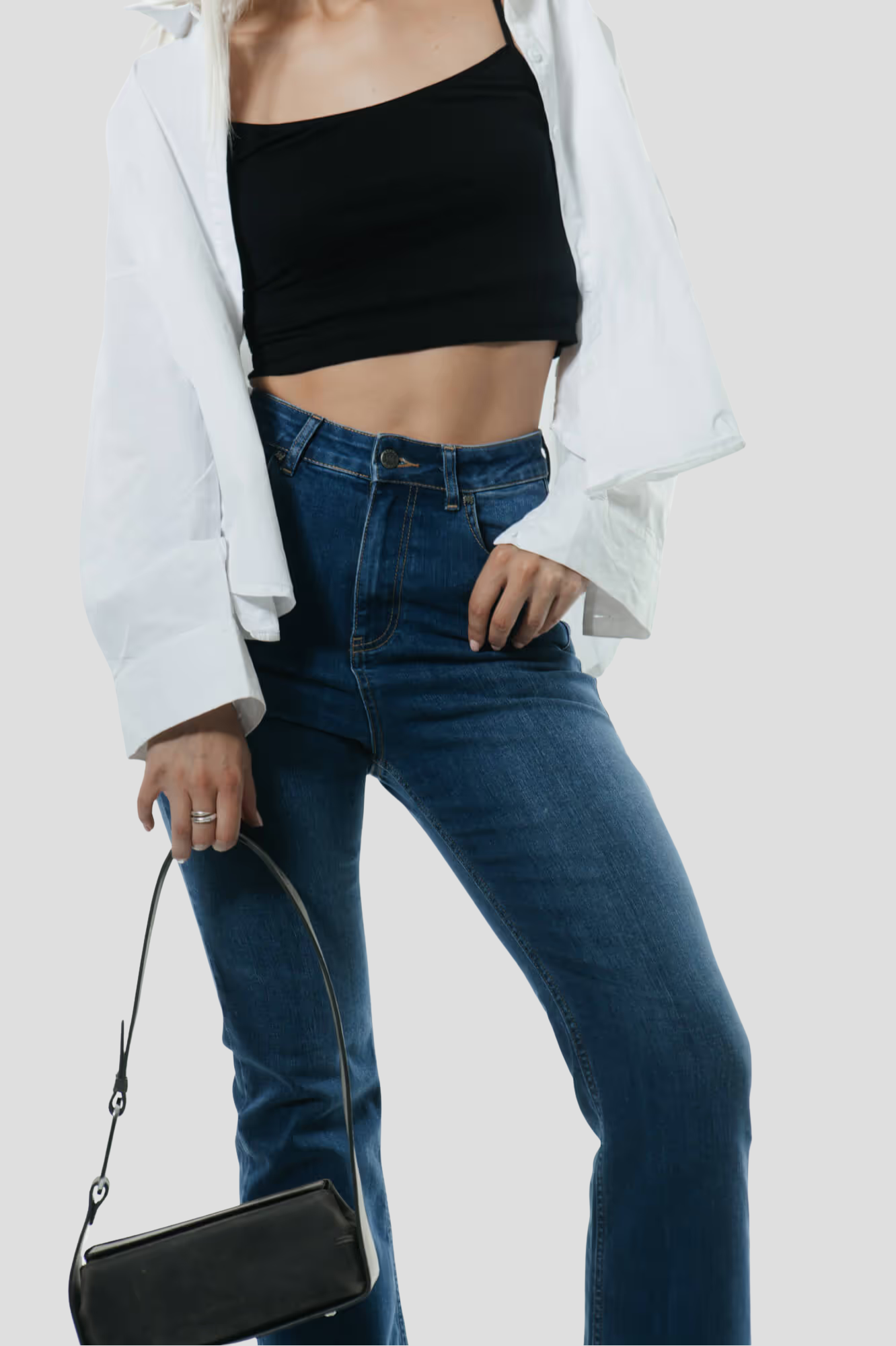 Classic Indigo | High Waist Soft Flare Tall Jeans | 99% cotton