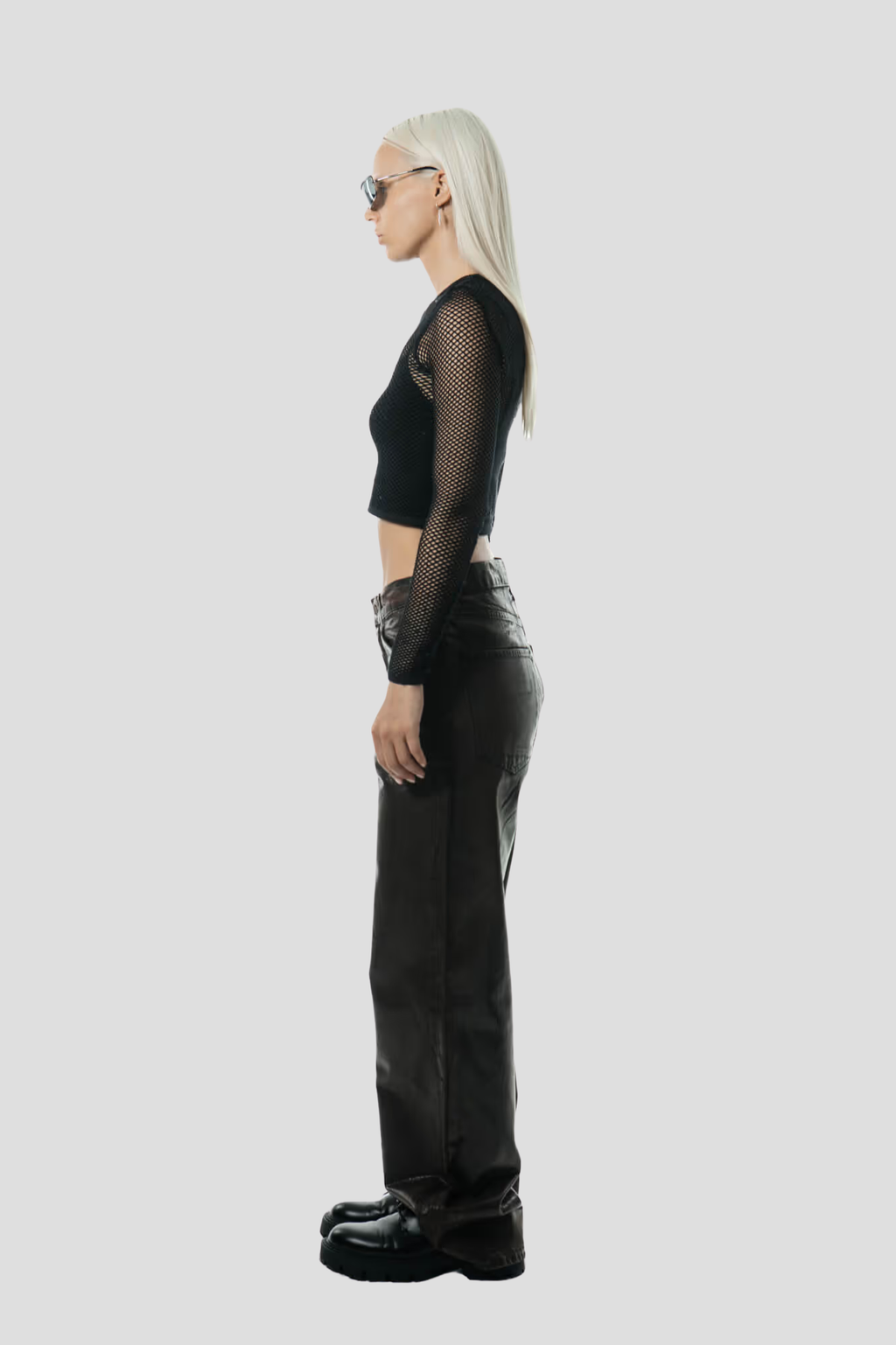 Glossy Brown | Mid Waist Wide-Leg Tall Jeans | 100% cotton