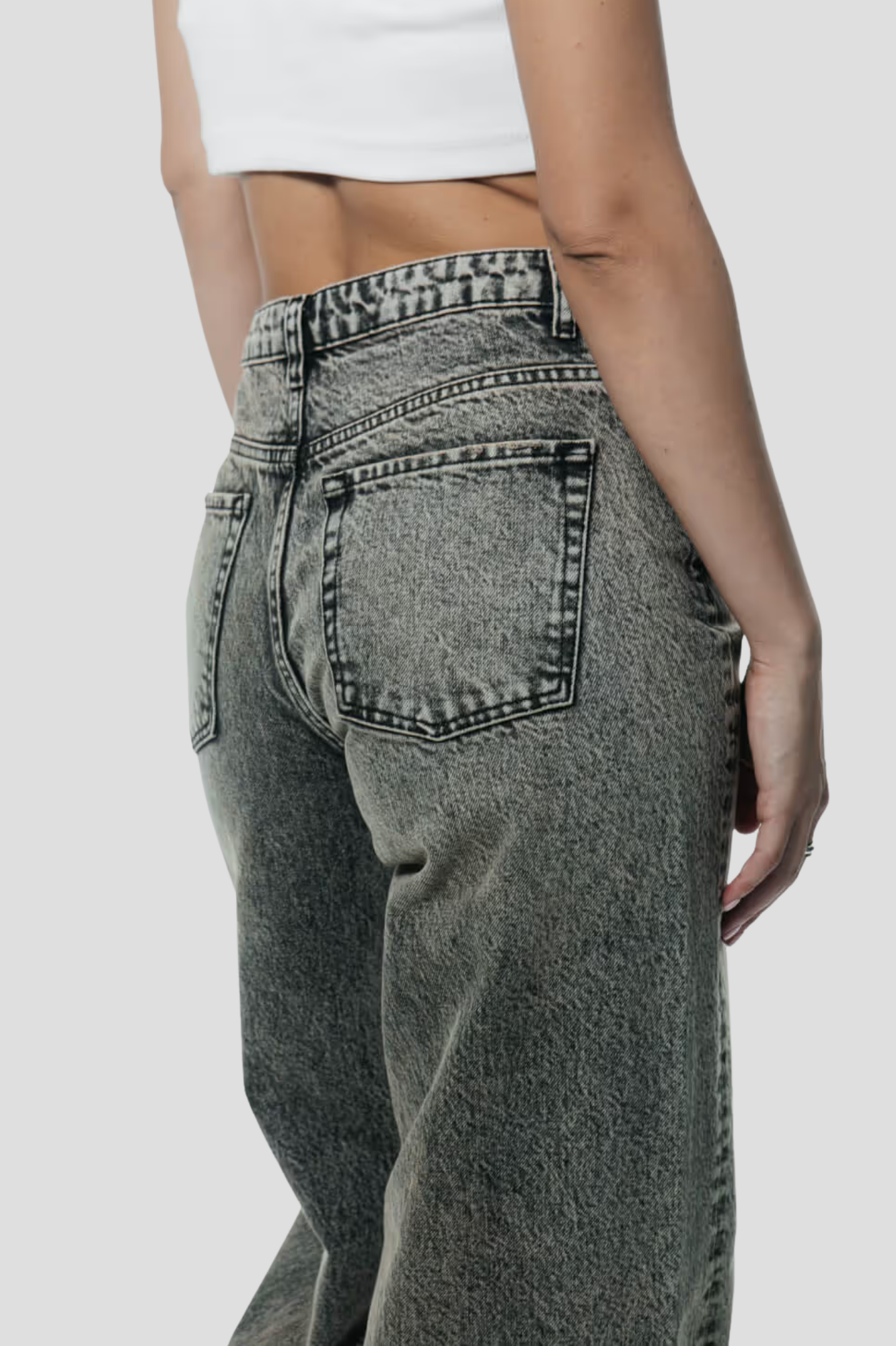 Vintage Stone Wash | Mid Waist Wide-leg Tall Jeans | 100% cotton