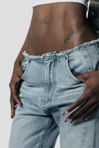 Raw Edge | Mid Waist Relaxed Tall Jeans | 100% cotton