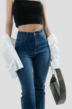 Classic Indigo | High Waist Soft Flare Tall Jeans | 99% cotton