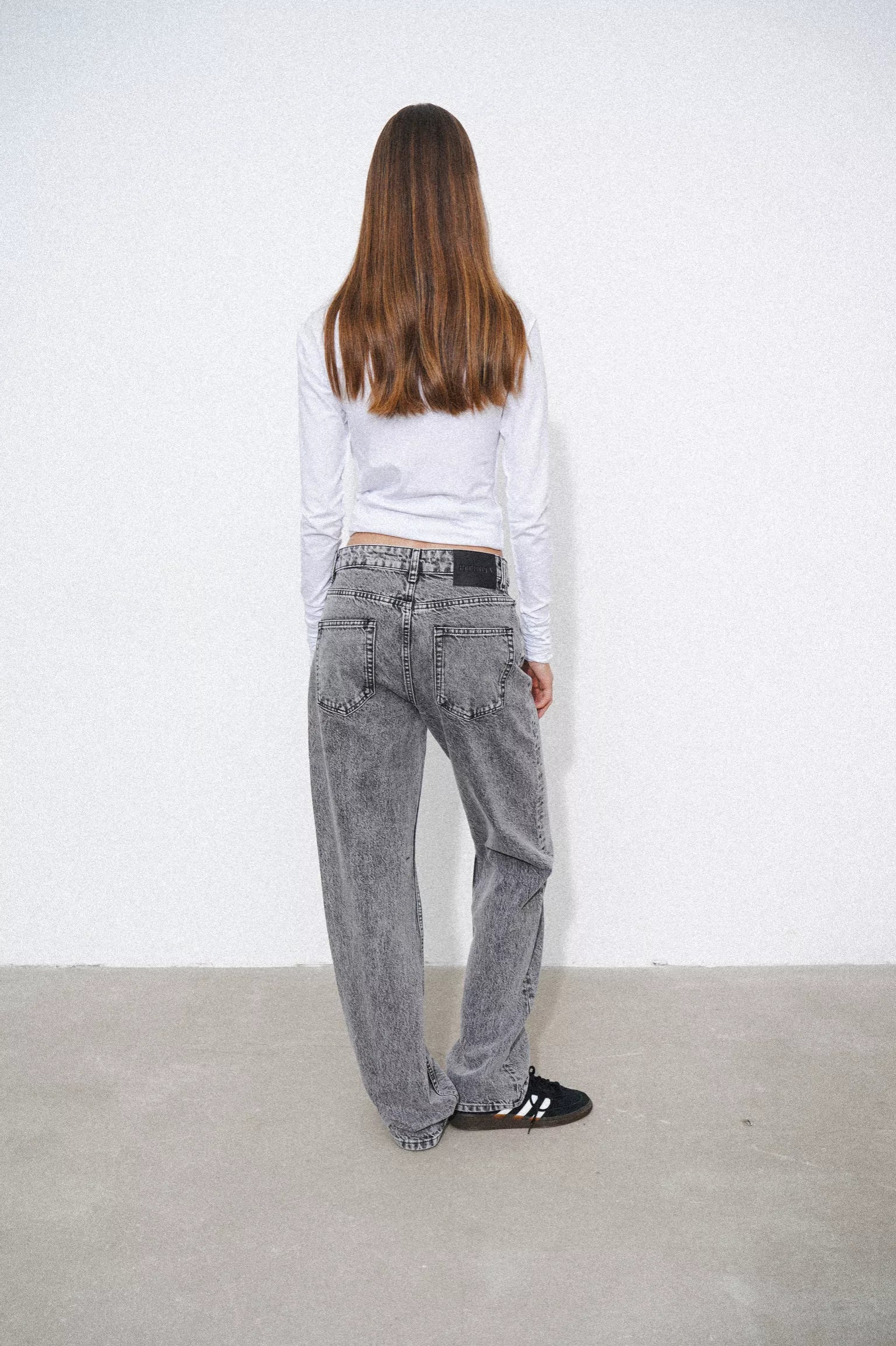 Baggy Mid Waist Tall Jeans | Ash Grey | 100% Cotton