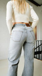 High Waist Straight Leg Jeans Tall | Light  Grey | 100% Cotton