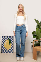High Waist Straight Leg Jeans Tall | Regular Blue | 100% Cotton