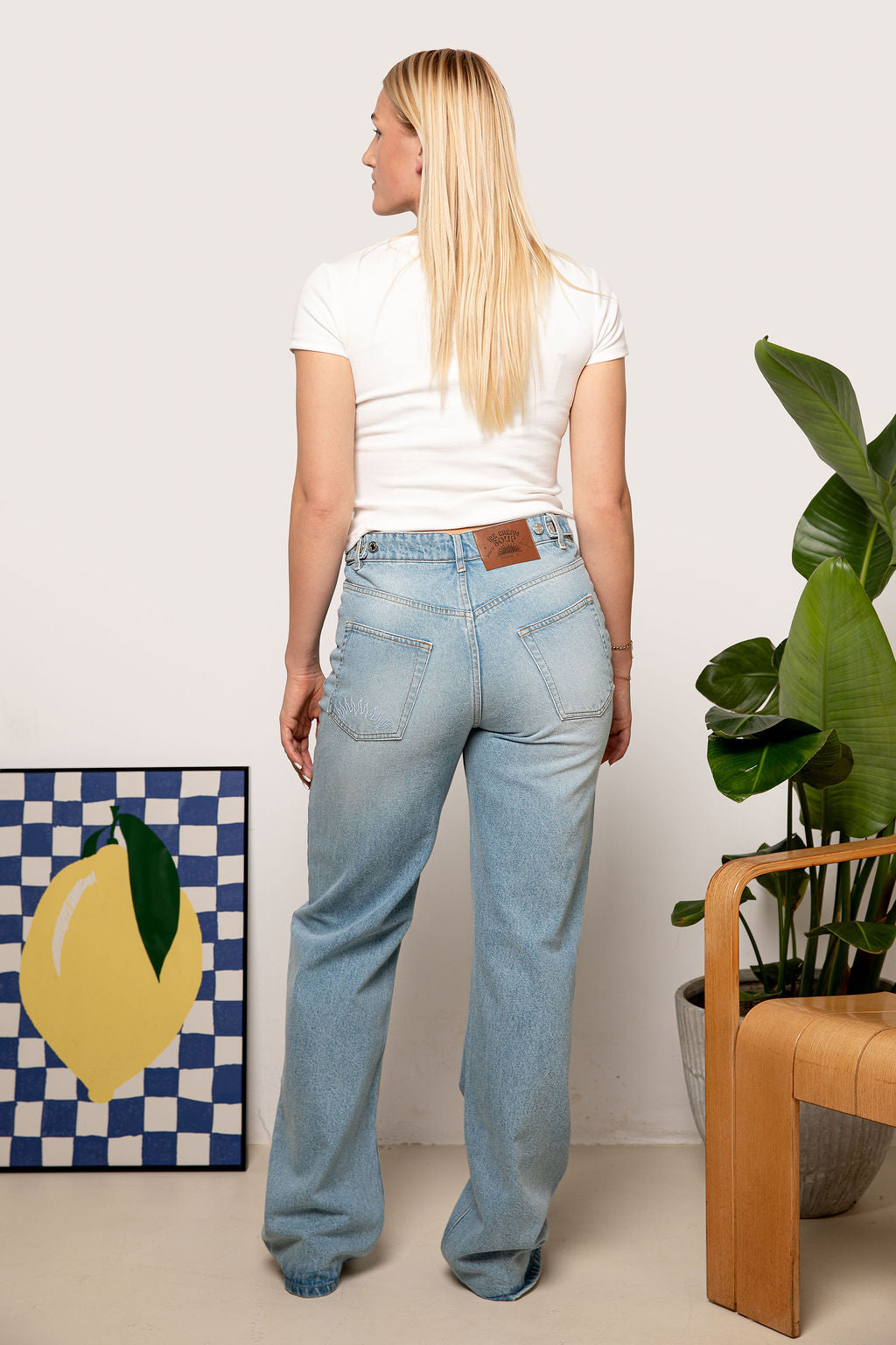 High Waist Straight Leg Jeans Tall | Light Blue | 100% Cotton