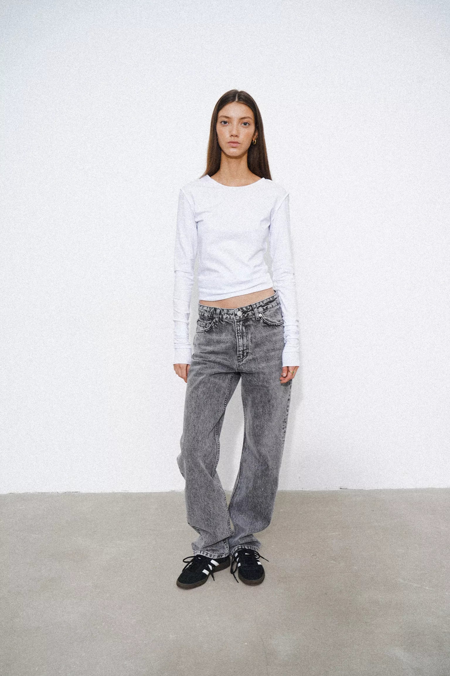 Baggy Mid Waist Tall Jeans | Ash Grey | 100% Cotton