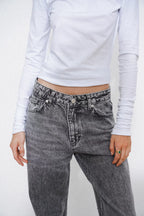 Baggy Mid Waist Tall Jeans | Ash Grey | 100% Cotton